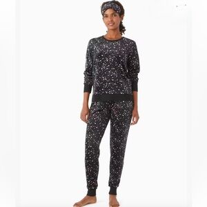 Kate Spade long sleeve jogger pajama set with eye mask